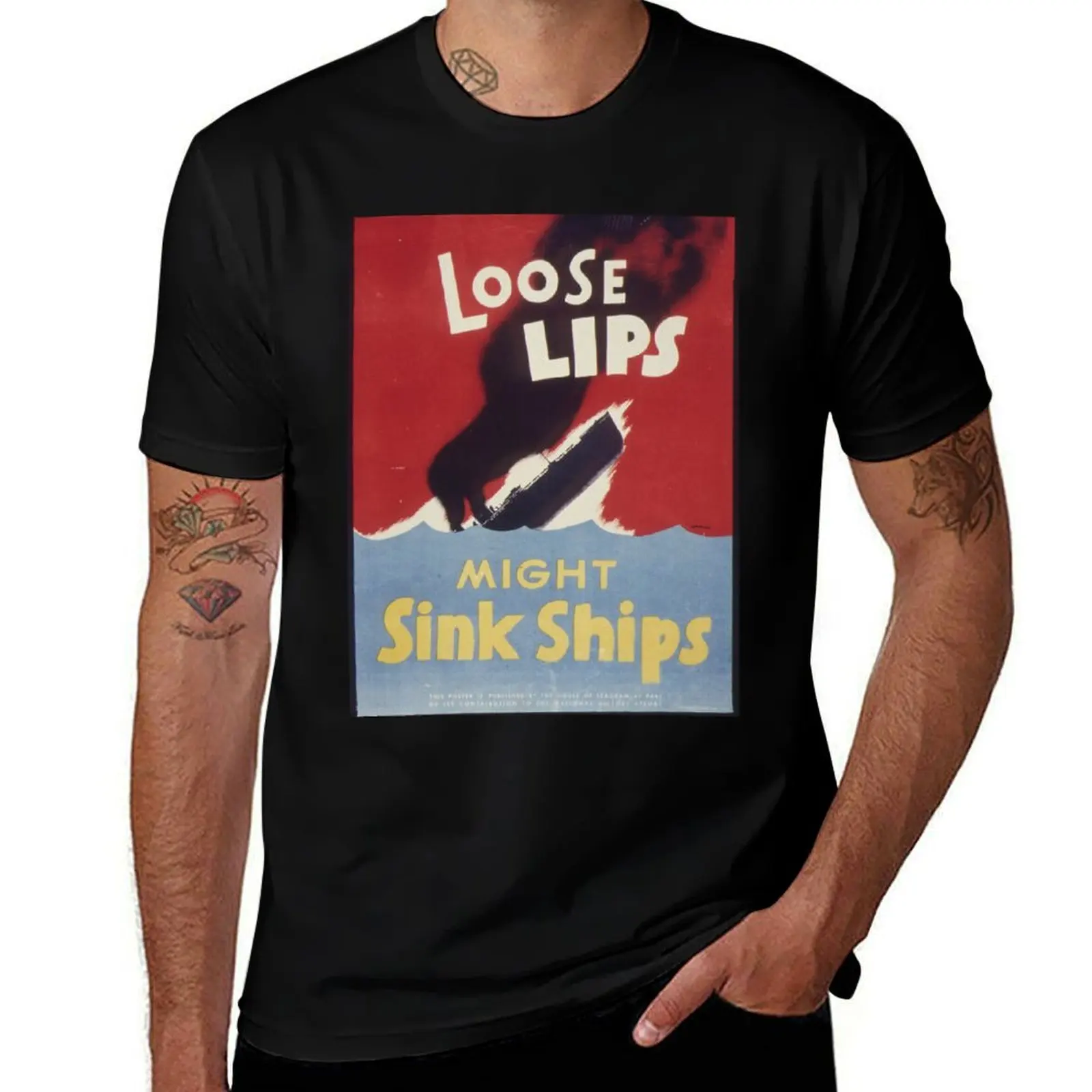 

Loose Lips Might Sink Ships T-Shirt anime tshirt t shirts for man cotton soft T-Shirt