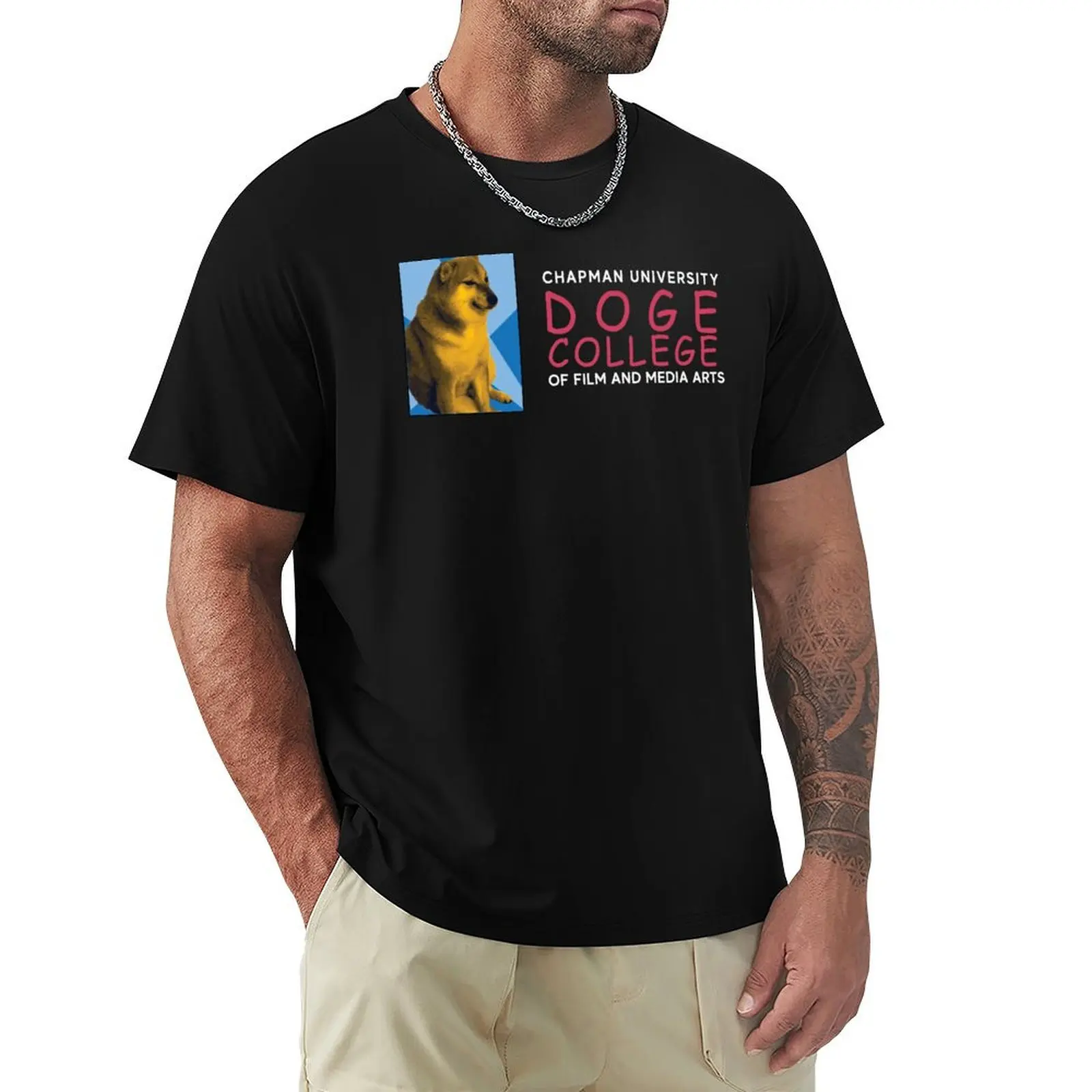 

Doge College Black T-Shirt gifts for boyfriend Aesthetic clothing designer shirts funny gifts plus size men clothing