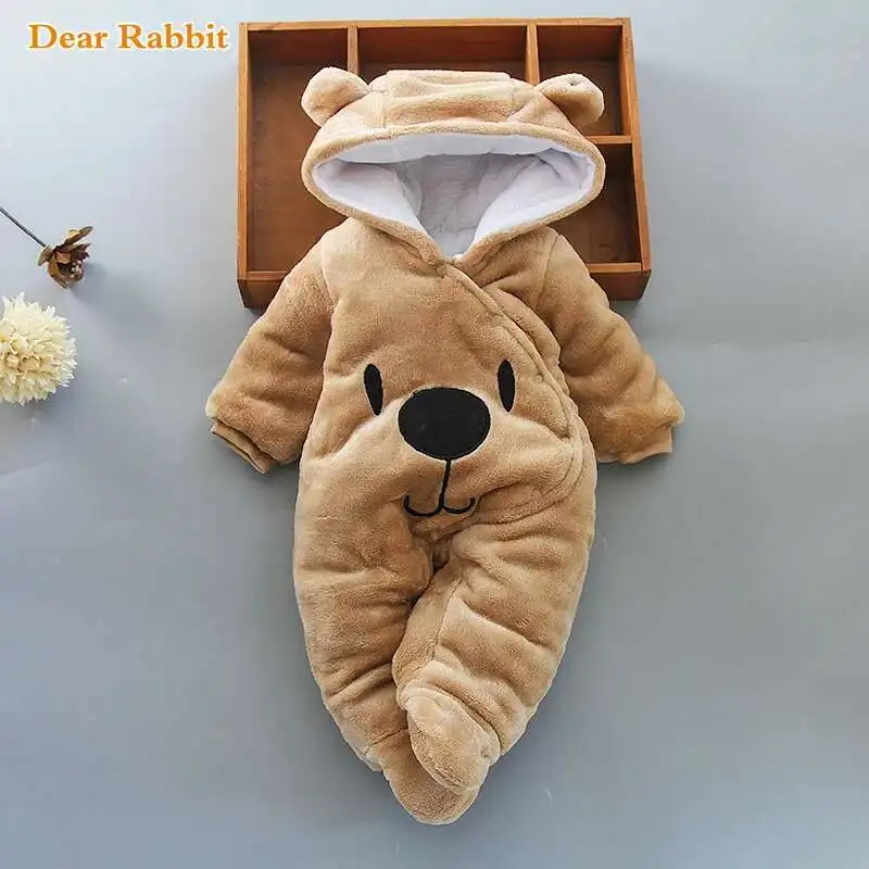 

2025 new born Fleece Baby Cute animal Overalls Winter Boy girl Cotton Newborn toddler Clothes Infant warm Footies one piece