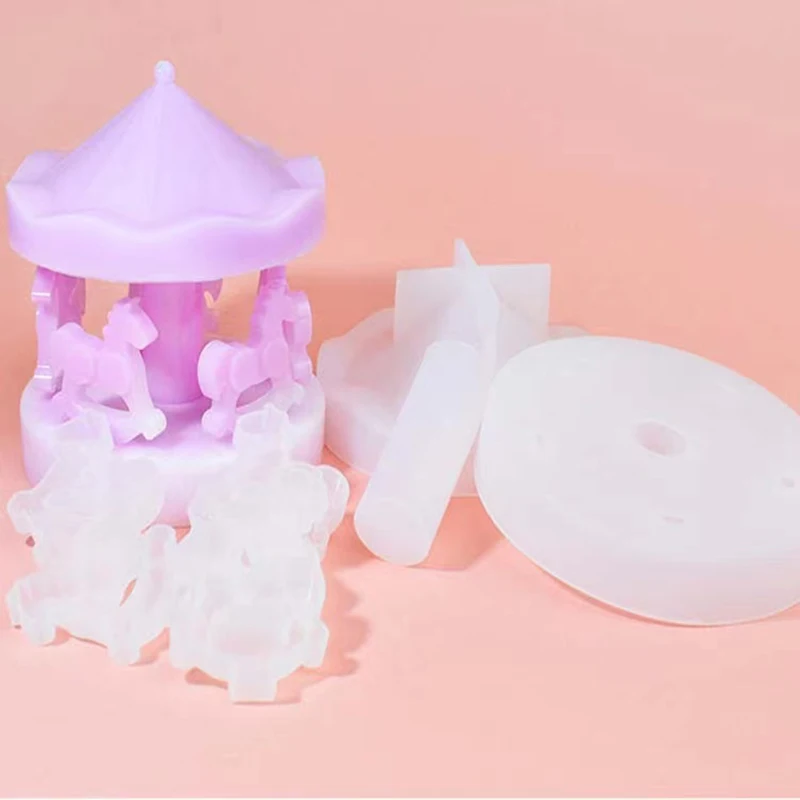 Carousel Silicone Mold Aromatherapy Gypsum Epoxy Diffuser Stone Ornament Handmade Gift Carousel Ornaments Resin Molds