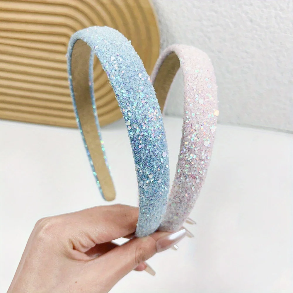 

Mermaid Princess Hairband Glitter Wide Non Slip Hair Hoop for Women Volumizing Effect Party Daily Hair Accessories Headwear