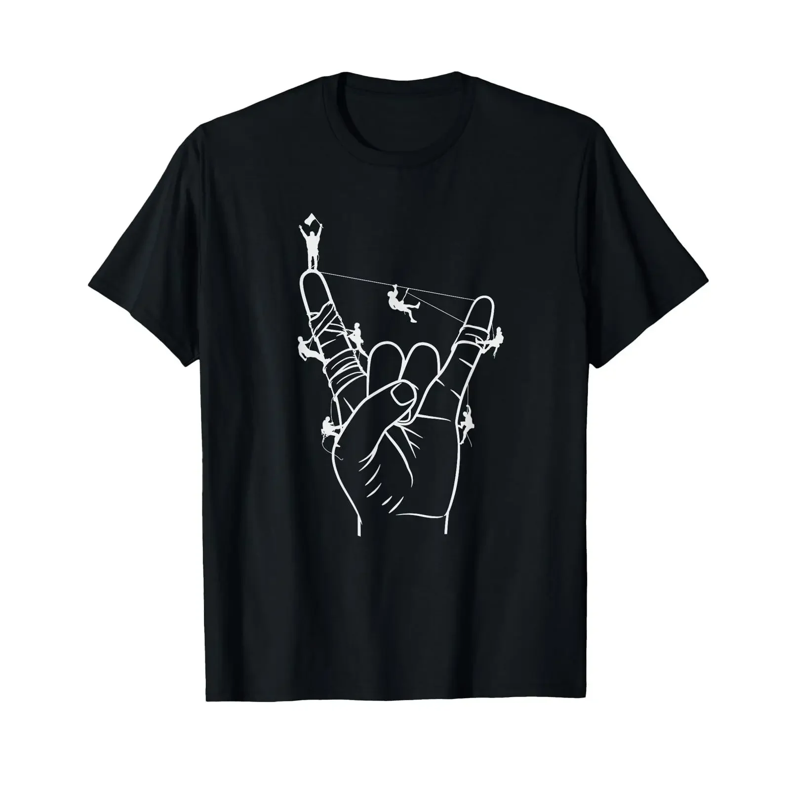 Rock Hand Climbing Bouldering Mountaineering Hick T Shirt black vintage Washed homme Comfortable Versatile Breathable