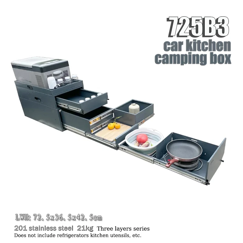 Organizador de Coche, Caja de Cocina para Camping, Armario de Almacenamiento para Coche, Accesorios para Suv, Caja de Almacenamiento de Utensilios de Cocina