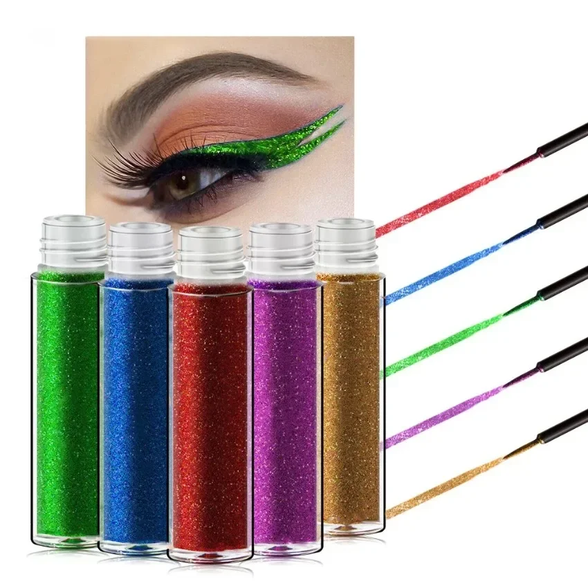 Private Label 16colors Glitter Lliquid Eyeliner Quick Dry Long Lasting Smudge Proof Easy To Colored Eye Beauty Makeup Custom