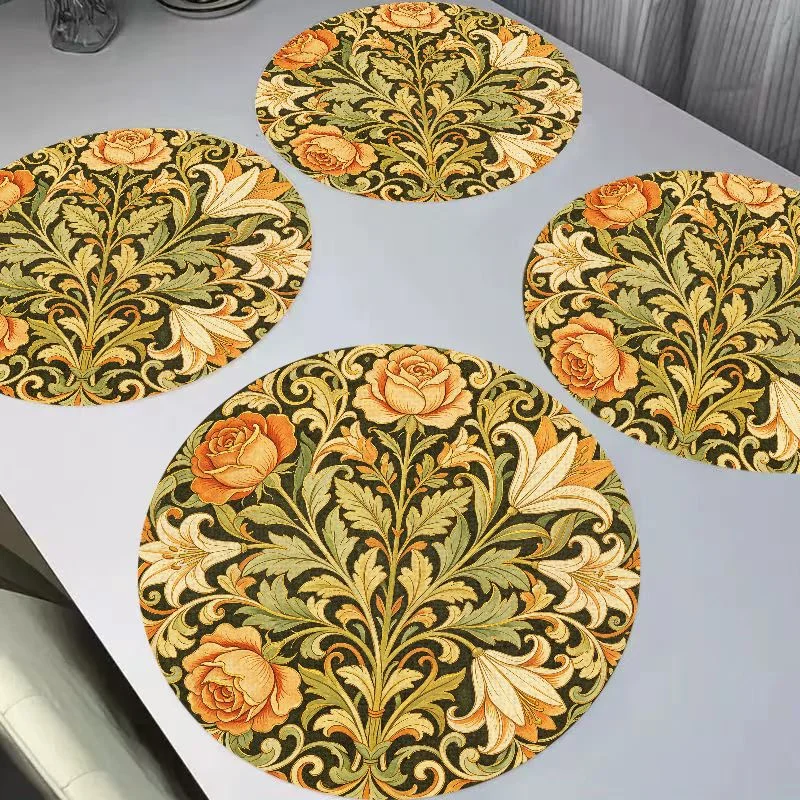 VIKAMA Retro Compass Starry Linen Placemats Heat Resistant Wear-Resistant for Dining Table Kitchen Decor Washable Reusable