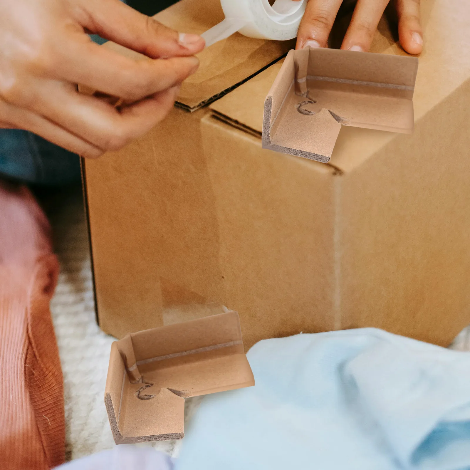 20Pcs Lock Buckle Paper Corner Guards Three Sided Packaging Edge Protectors Shipping Box Corner Protectors Carton Panel Moving