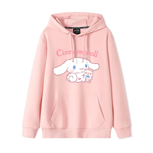 Cinnamoroll-suéter con capucha para mujer, abrigo versátil de talla grande estilo Academia, holgado, cómodo y a la moda, novedad de 2024