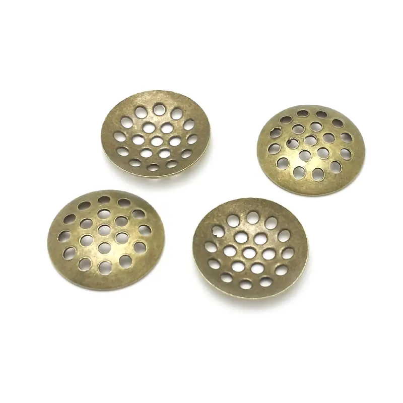 30PCS 12MM~29.5MM Antique Bronze Brass More Hole Round Disk Can fit Trays Bezels Base Settings Diy Jewelry Findings Accessories