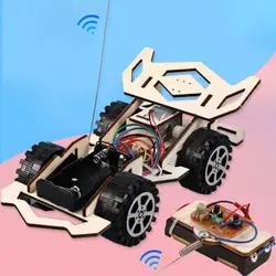 New Wooden DIY Boat Car Model Wood Color DIY Wooden Car Toy 3D Assemble Remote Control Boat
