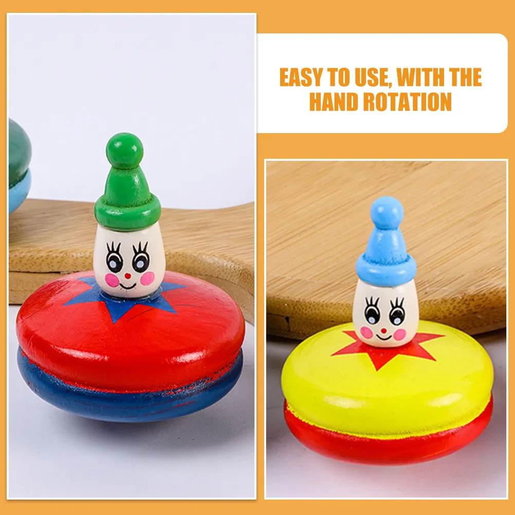 

5Pcs Cartoon Wood Gyro Manual Hand Rapid Rotation Mini Gyro Kids Interactive Decompression Party Favor Supplies