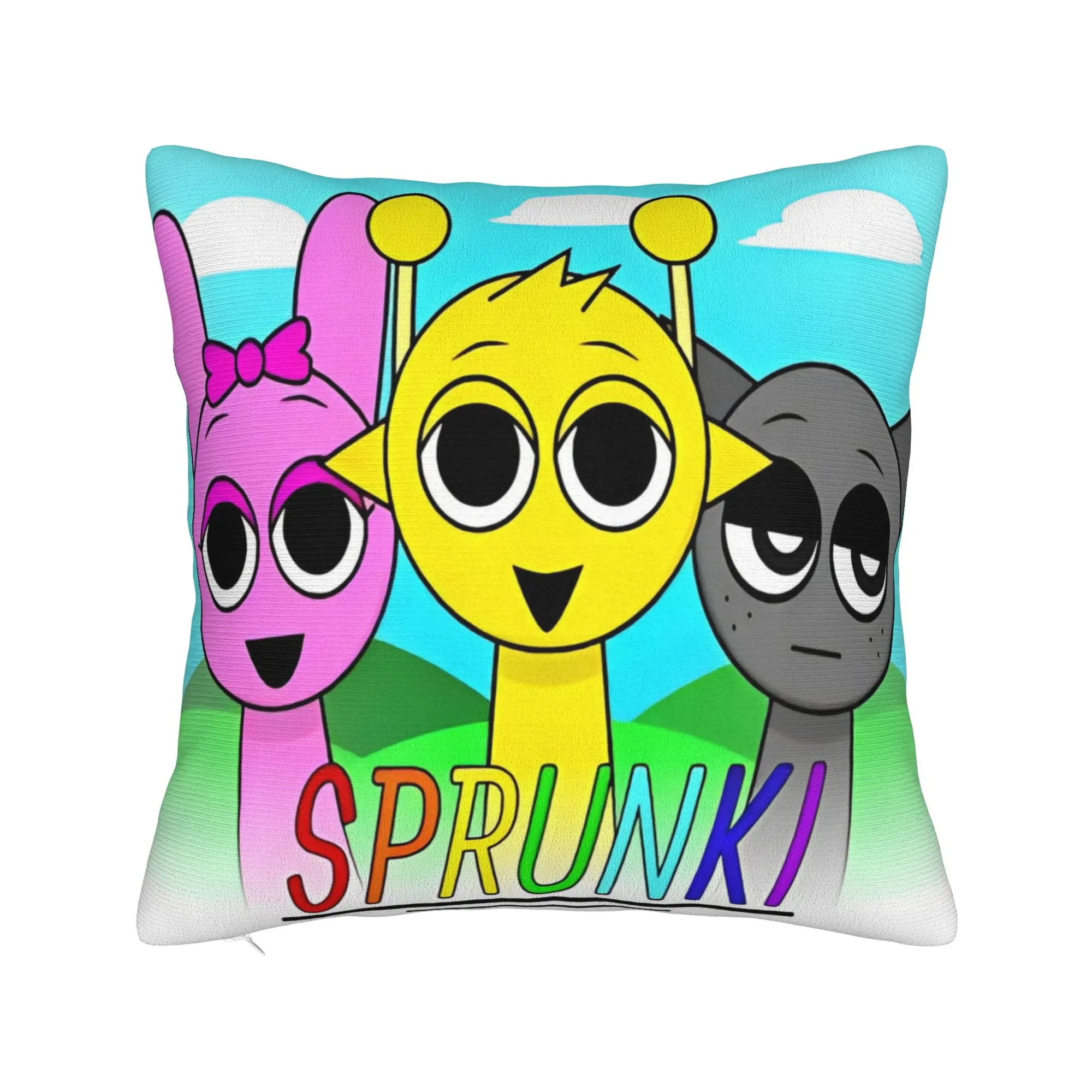 Sprunki Poster Simon Pinki Gray Square Pillow Cases  Cushion Cover Vintage Zipper Decorative Pillowcase for Home 18