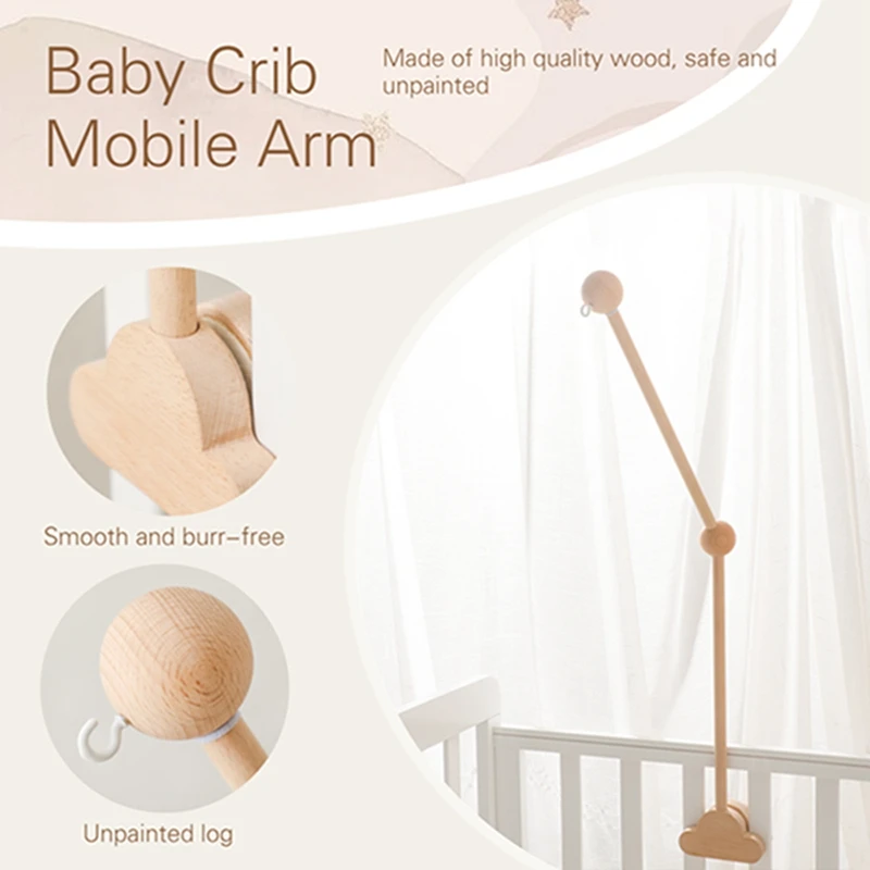 Baby Wooden Bedbell Bracket 0-12 Months Bed Bell Bracket Wooden Mobile Newborn Crochet Bed Bell Hanging Toys Newbaby Rattle Toys