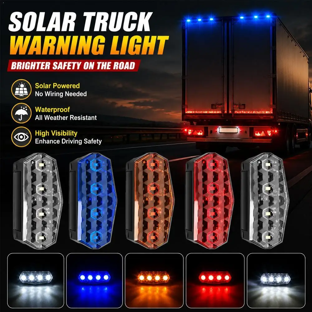 No Wiring Solar Side Marker Light Right Angle Smart Vibration Sensor Warning Lamp for Semi Trailer Waterproof Truck Accessories