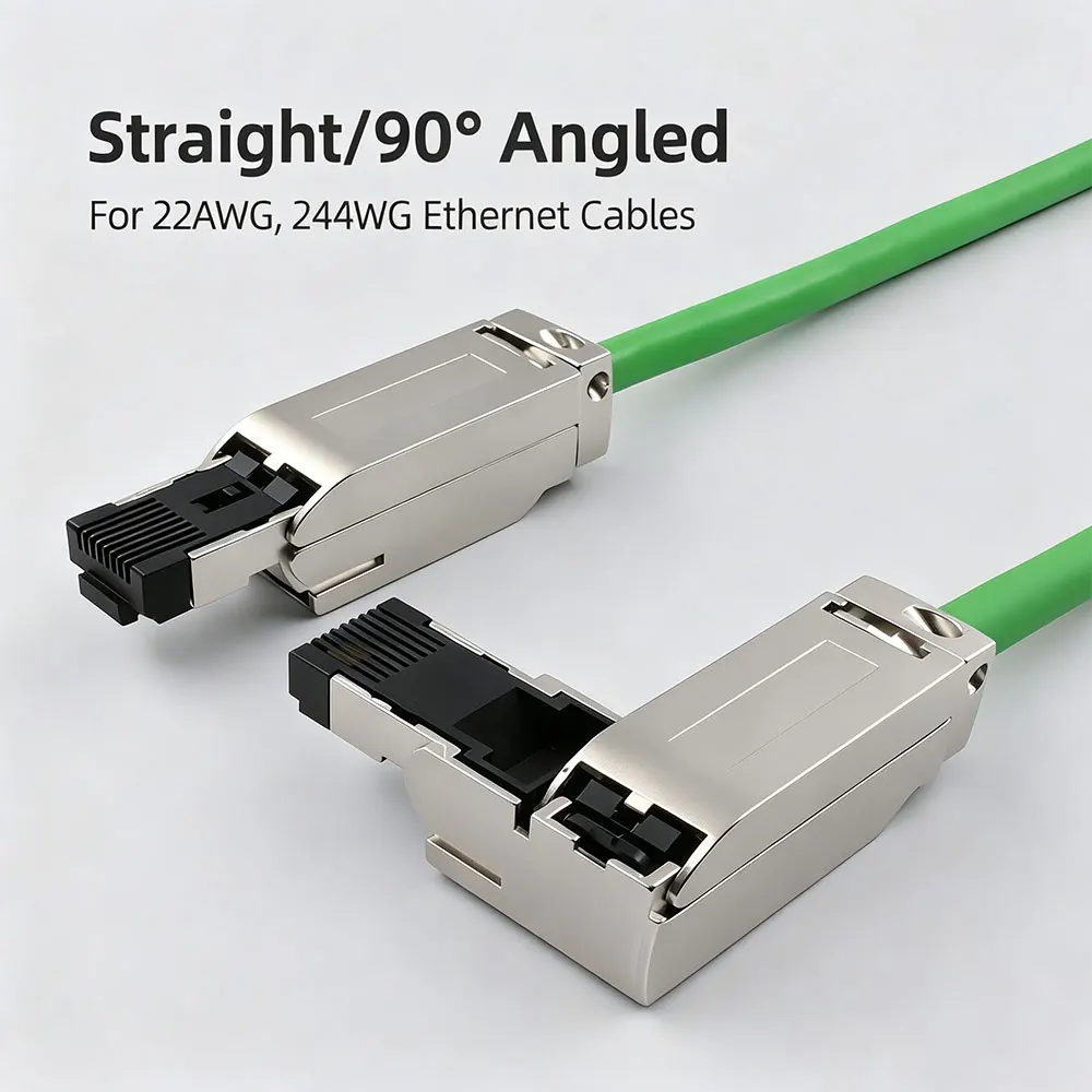 4 Core Shielded Elbow RJ45 Connector Tool-Free Crimp Profinet Industrial Ethernet Plug Compatible with Siemens Network Cable