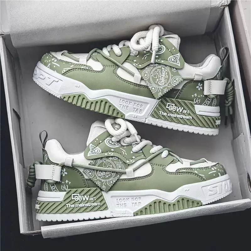 

Designer Shoes for Men Casual Platform Sneakes Two-tone Lace Up Trainers Fashion Student Sneakes Mens Vulcanized Tenis Masculino