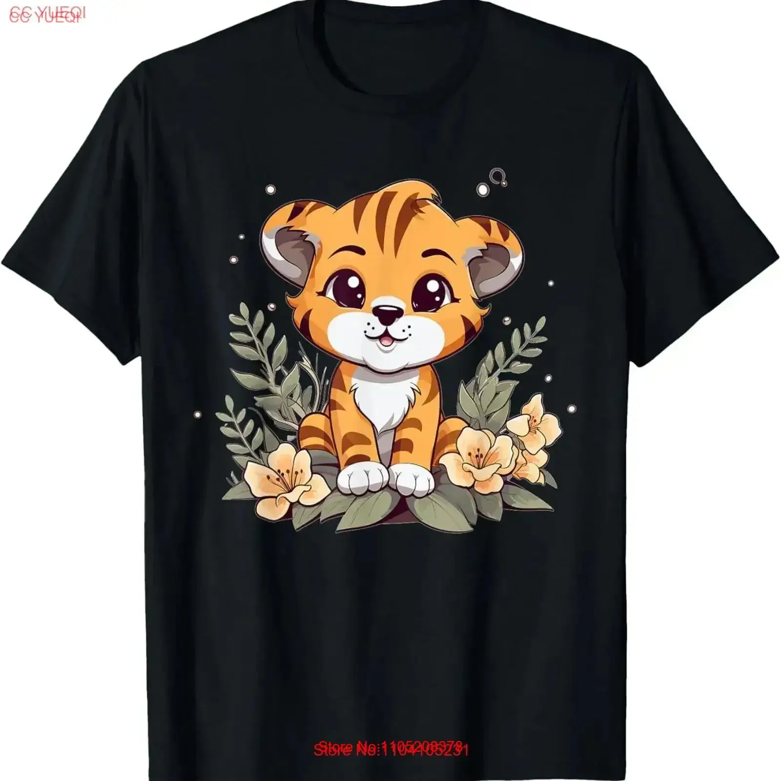 Cute Tiger With Flowers I T Shirt vintage Washed designer clothes Stylish graphic Stretched Casual fashion Breathable Versatile