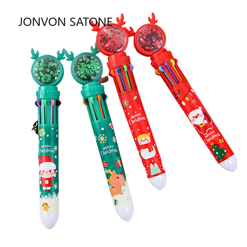 

20PCs Kawaii Cartoon 10 Colors Pen Santa Claus Tree Deer Ballpoint Pens Writing Tools School Students Gifts Stationery Wholesale