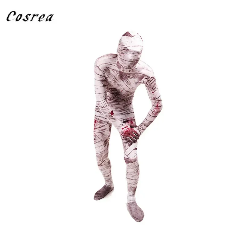 

zz04zz12Movie Scary Cosplay Costume Adult Kids Men Mummy Mask Zentai Bodysuit Spandex Suit Halloween Costumes Women M