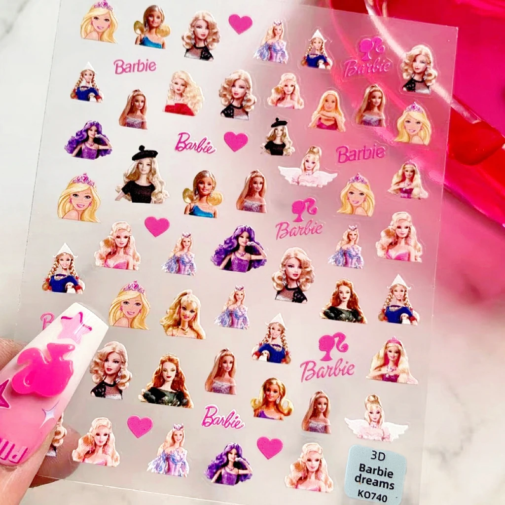 

1 sheet Princess Barbie Nail Sticker Barbie Style Pink Pure Desire Style Cute sticker Long-lasting adhesive nail sticker