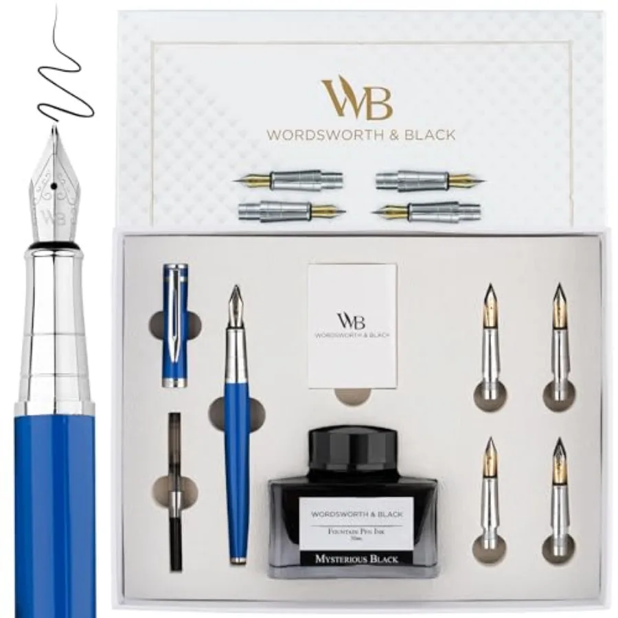 

Fountain Pen Gift Set Includes Bottle 6 Cartridges Refill Converter 4 Replacement Nibs Premium Package Journaling Calligraphy S
