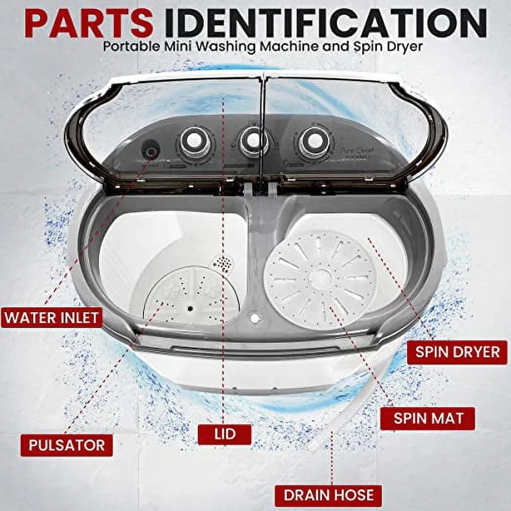 Combinação de lavadora e secadora portátil 2 em 1, solução de lavanderia eficiente, carregamento superior, design de economia de energia, espaços pequenos ideais