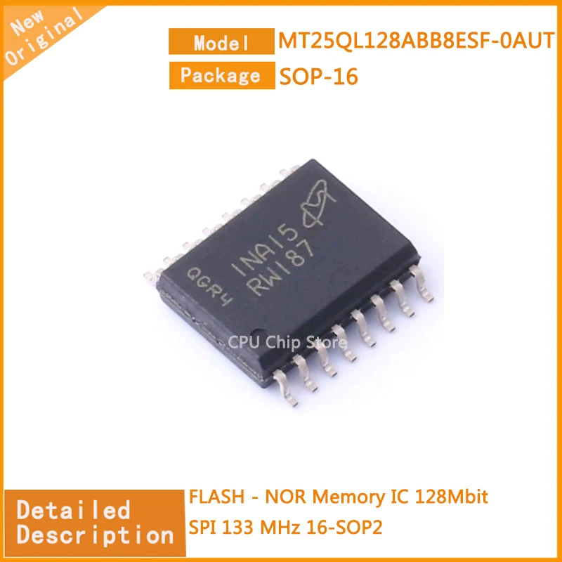 

5Pcs/Lot New Original MT25QL128ABB8ESF-0AUT MT25QL128 FLASH - NOR Memory IC 128Mbit SPI 133 MHz 16-SOP2