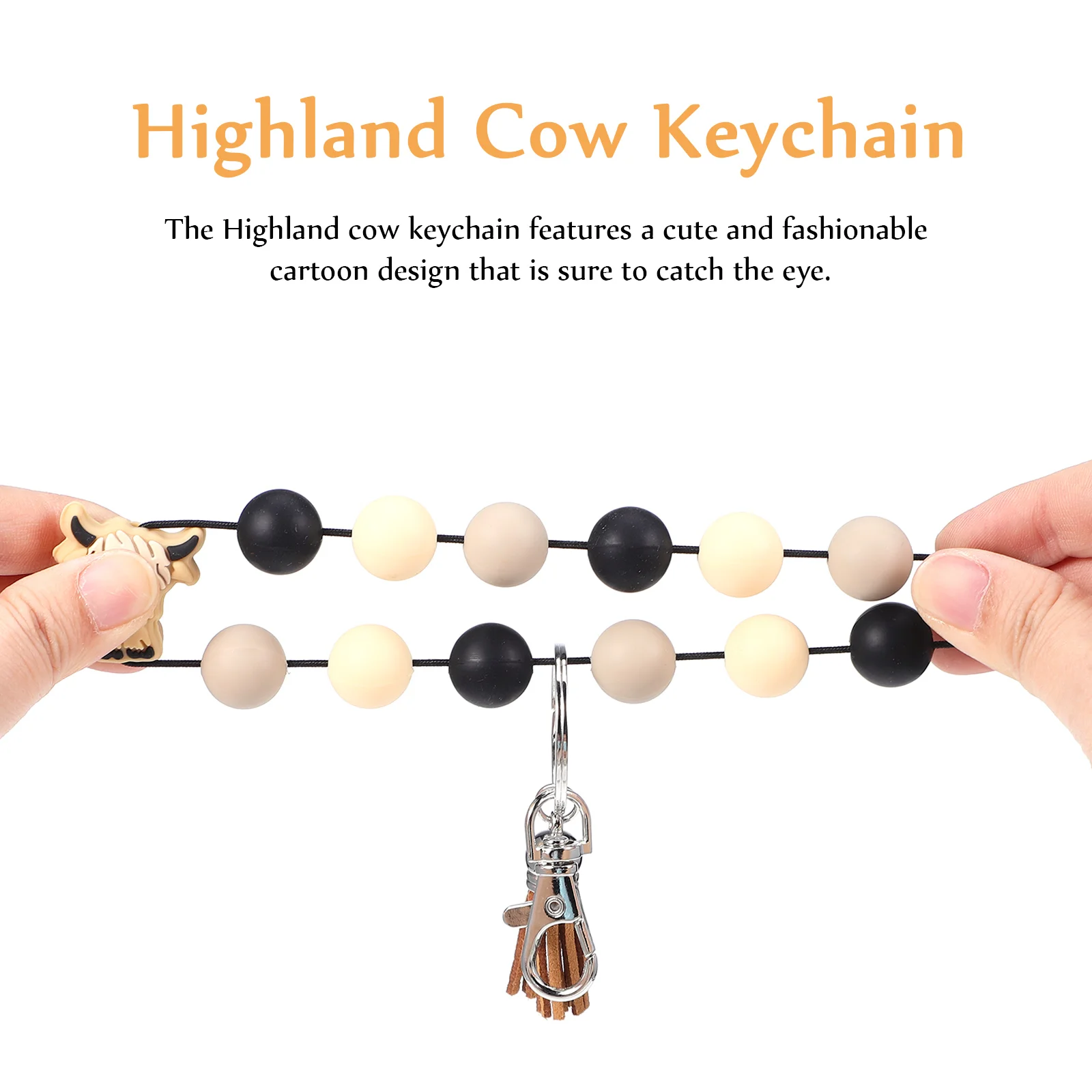 Keychain Accessories Highland Cow Animal Keychains Silica Gel Ring Women Wristlet Miss