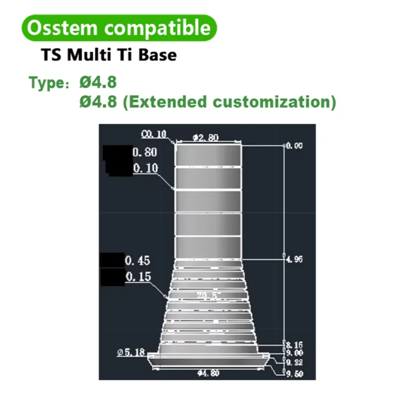 Dental Parts  Osstem Multi-Unit Titanium Base Abutment CAD/CAM Grade 5 Ti-Base High Precision Implant Restoration for Dental Lab