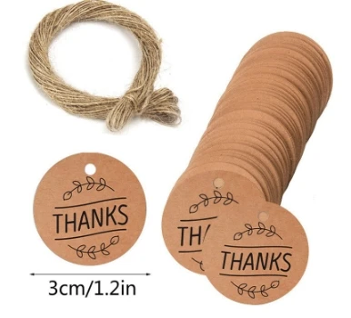 ป้ายของขวัญคราฟท์ 300 ชิ้น ป้ายตกแต่งงานปาร์ตี้วันเกิด ป้ายแขวนตกแต่งสำหรับซองจดหมาย ถุงเชือกป่าน DIY ขอบคุณ