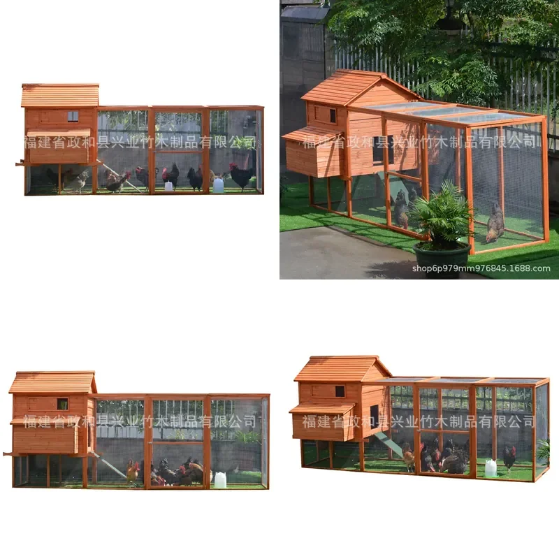 Wooden Chicken Coop Outdoor Rainproof Hen House Poultry Cage Four Seasons Breeding Shed for Egg Laying