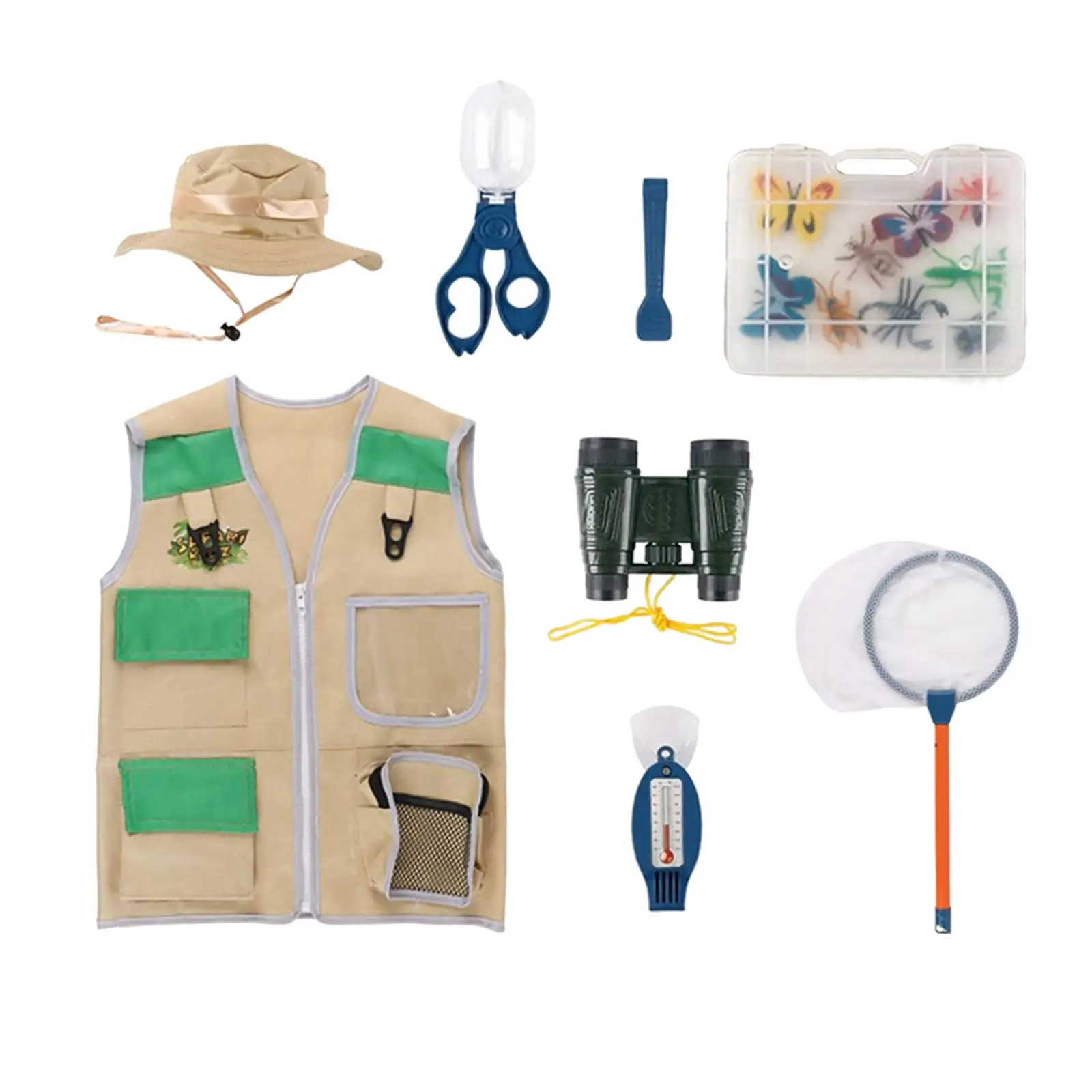 16 Pieces Explorer Kits Kids Outdoor Activity Kid Explorer Costume for Paleontologist Halloween Birthday Gift Zoo Keeper Kids