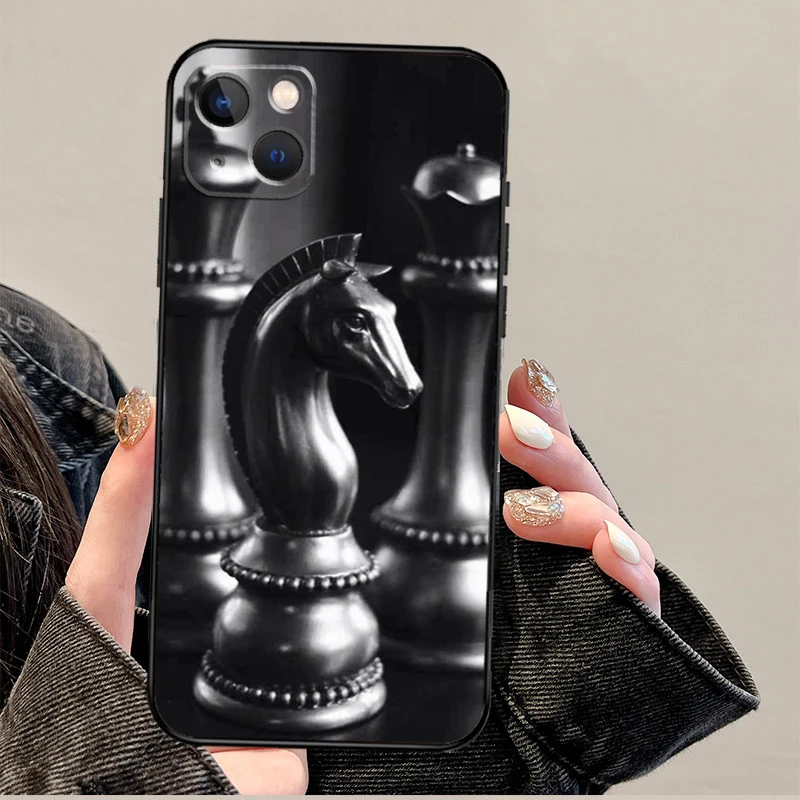 Chess Board Dark Horse Case For iPhone 11 12 13 14 15 16 Pro Max XS X XR Plus 12 13 mini Phone Cover