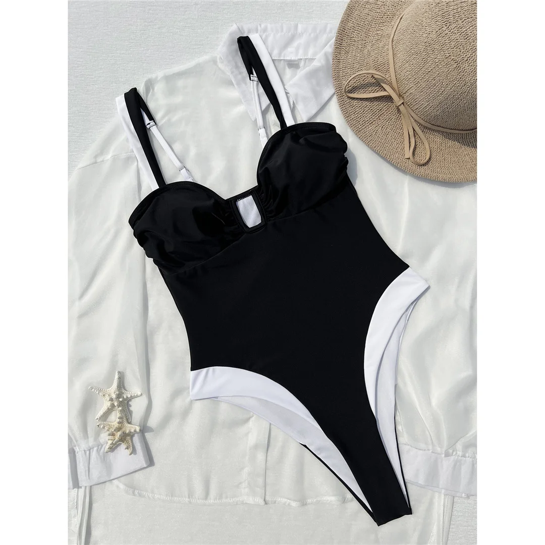 Neuer, aufreizender Badeanzug mit U-Ausschnitt und hohem Beinausschnitt für Damen, einteiliger Badeanzug, Monokini mit Polsterung, Badebekleidung, Badeanzug, Modell V6987D. – Detail 11