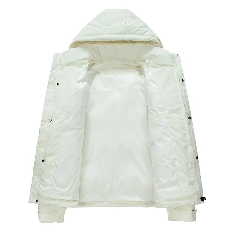 Casual hooded down jacket for men's 2023 winter new white duck down jacket, work clothes, handsome short style warm clothes