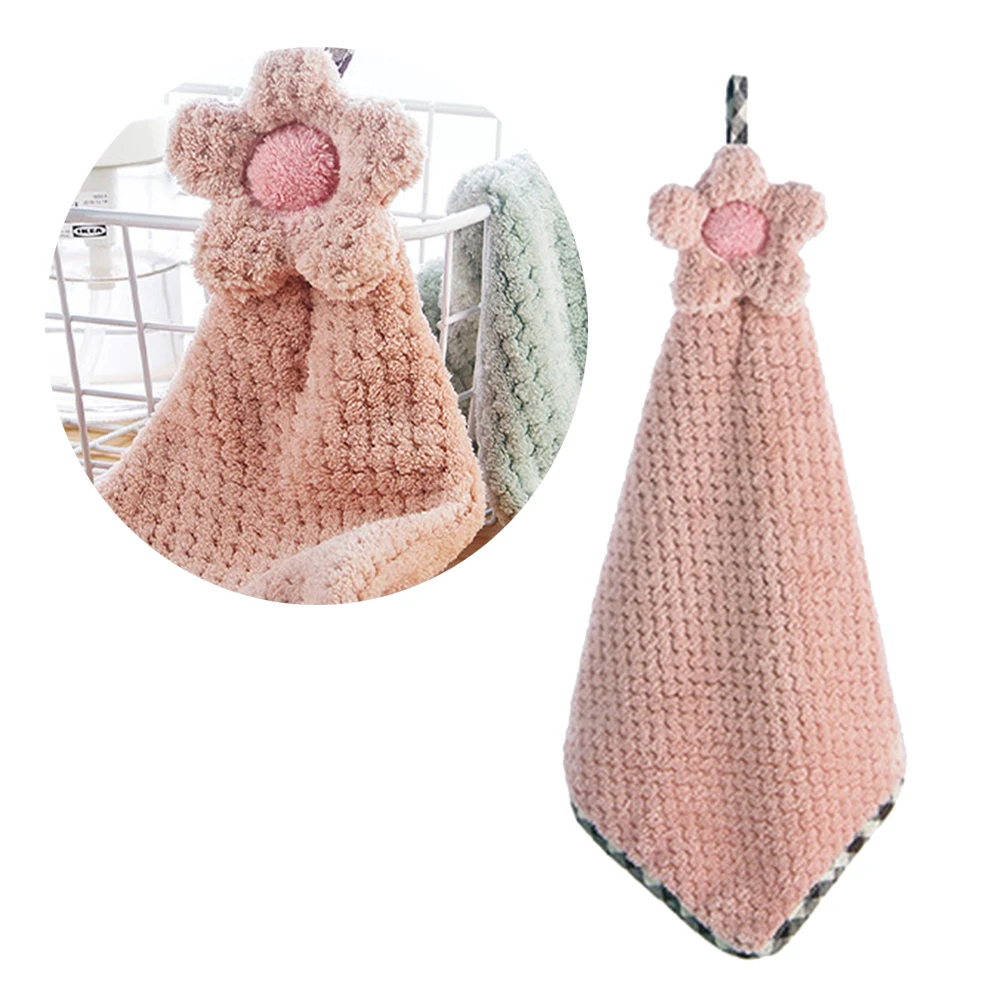 

Soft Water Absorbent Hand Towel Dishcloth Quick Drying Hanging Kitchen Bathroom Office Space Saving Lanyard Wiping Cloth For