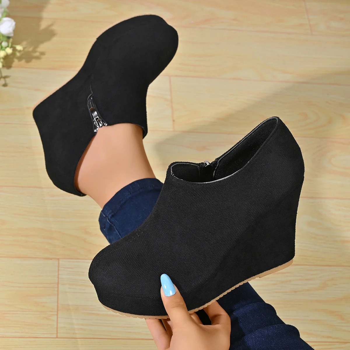 Women Ankle Boots 2026 New Spring Fashion Sweet Short Boots with Ultra-high Heels Thick Soles Shoes Wedges designer Shoes Women