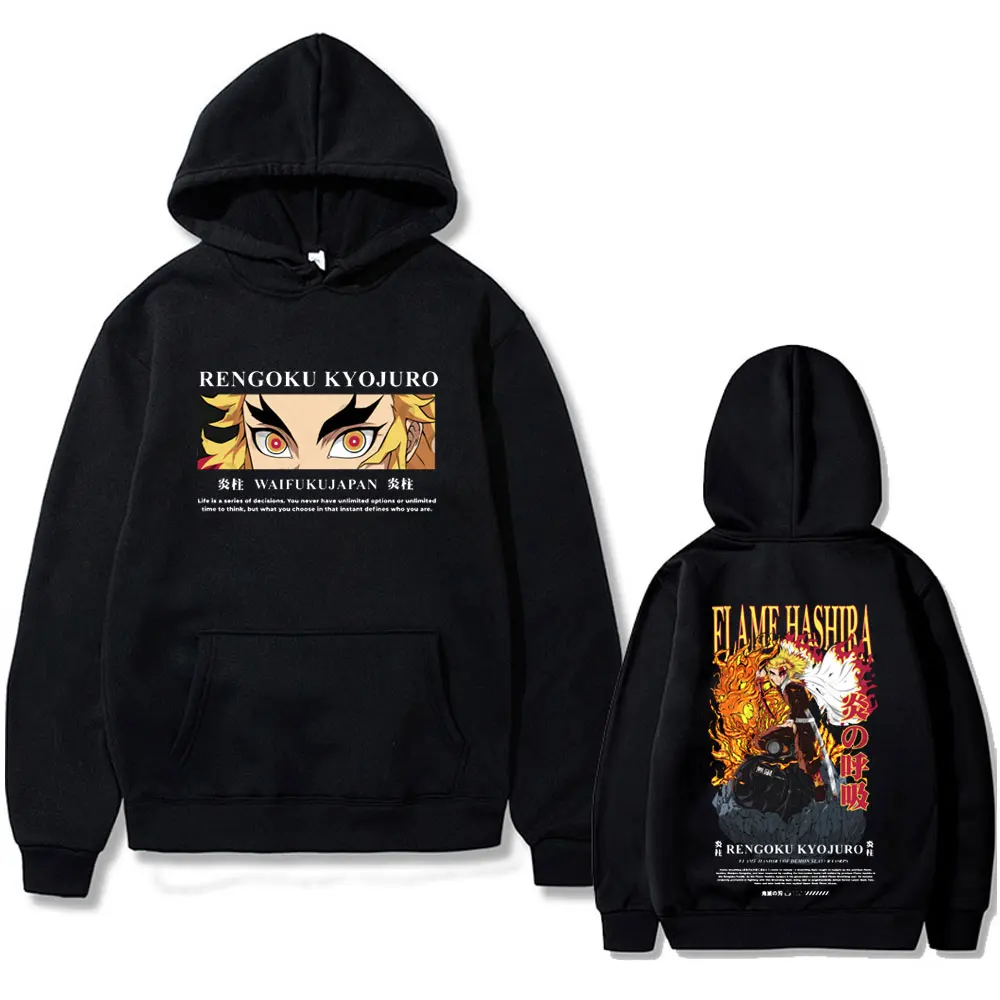 

Anime Demon Slayer Hoodie Rengoku Kyoujurou Eyes Graphic Pullover Men's Women's Fashion Casual Hoodies Unisex Vintage Streetwear