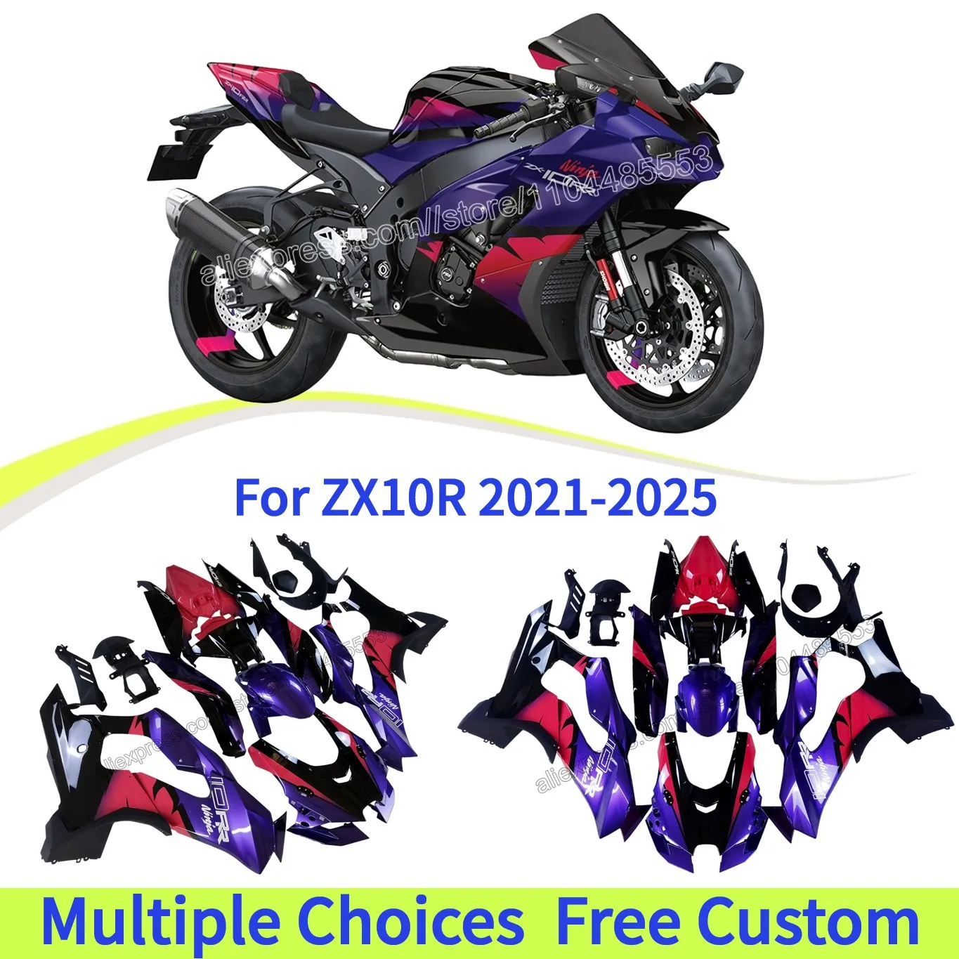 

New ABS Fairing Kit ZX-10R 2021 2022 2023 2024 2025 Motorcycle Fairings for KAWASAKI ZX10RR ZXT02L | Purple Pink