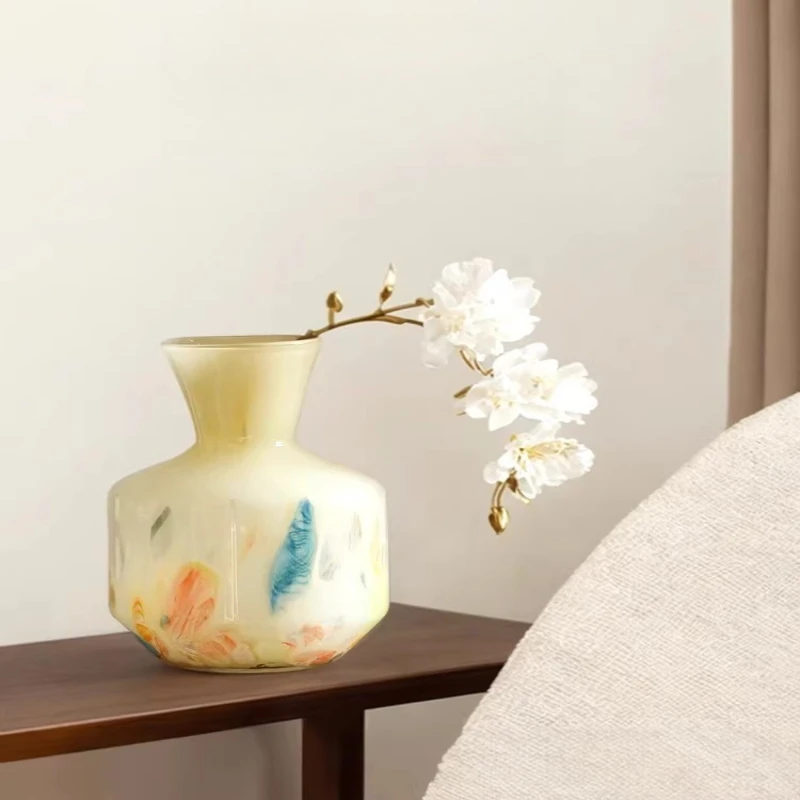 

Vase Amber Design Sense Advanced Glass Flower Arranger Ancient Style in Living Room Dining Table