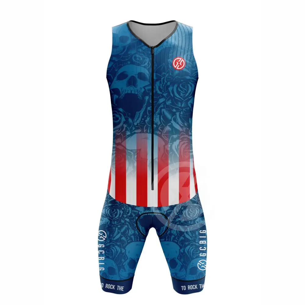 GCBIG Sleeveless Triathlon Vest Suit Mens Top Road Bodysuit Ciclismo Bicycle Sets Jumpsuit Swim Culotte Hombre One Piece