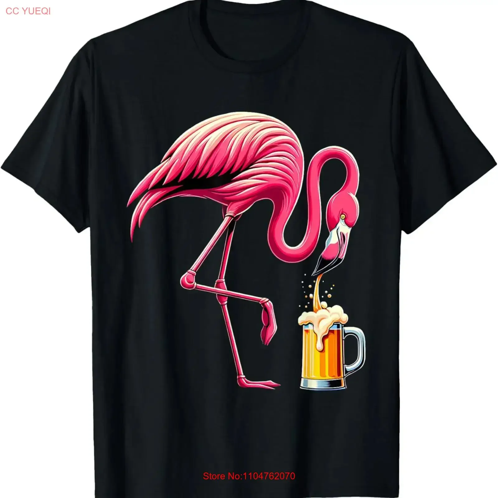 Camiseta divertida con estampado de flamenco bebiendo cerveza para mujer, estilo vintage, lavada, elegante, ropa de diseñador, top gráfico para uso diario