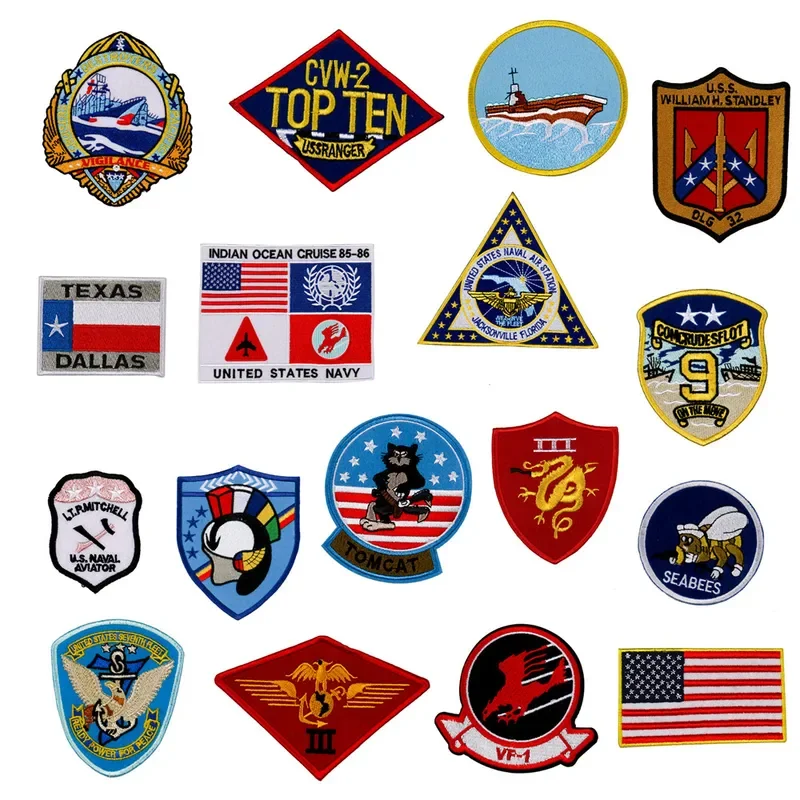 17pcs Top Gun 2 Patch Theme DIY Logo Cloth Made Sewing Badges Leather Personalized Jacket Accessories Delicate Embroidery Logos