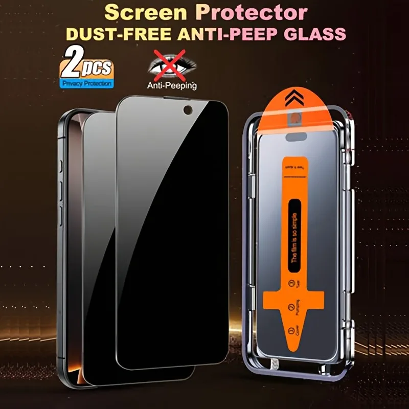 2 قطعة 9H واقي شاشة الخصوصية عالي المتانة متوافق مع iPhone 17 16 Pro Max 15 14 13 12 11 Pro Mini 15 14 Plus XR Glass