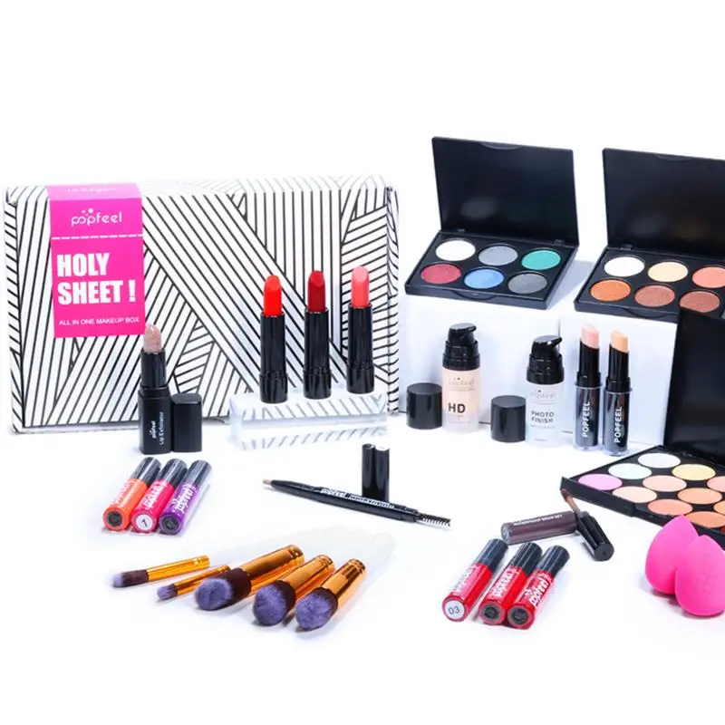 All-in-1 Makeup Gift Set Essential Bundle Multipurpose Cosmetic For Beginners Or Pros Make Up Full Kit Include Lipstick