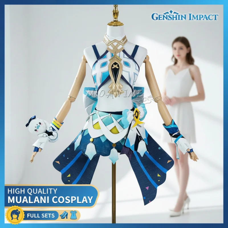 

☆SunlCos Genshin Impact Mualani Cosplay Costume Full Set Top Pants Wig Shoes Halloween Outfit☆