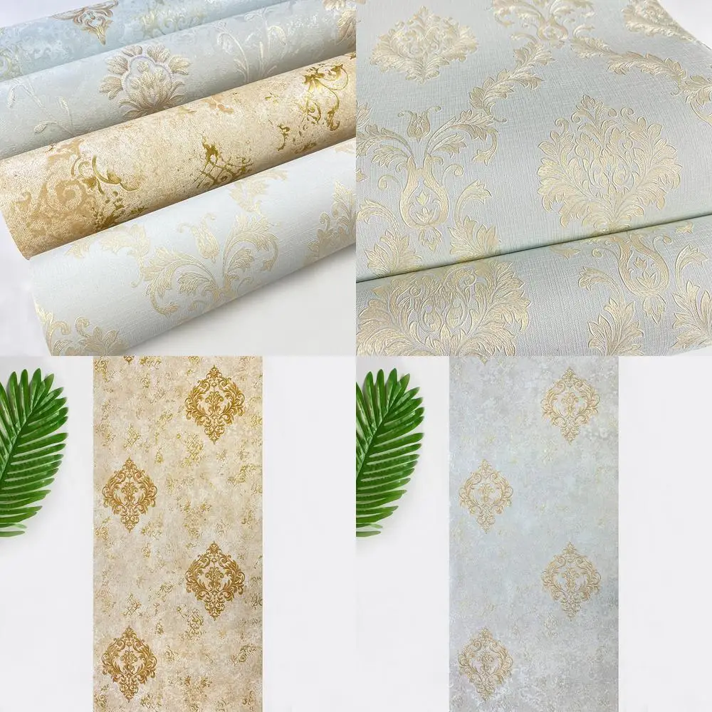 

3D Embossed PVC Wallpaper for Living Room and Bedroom European Damask Design Wall Covering for TV Background