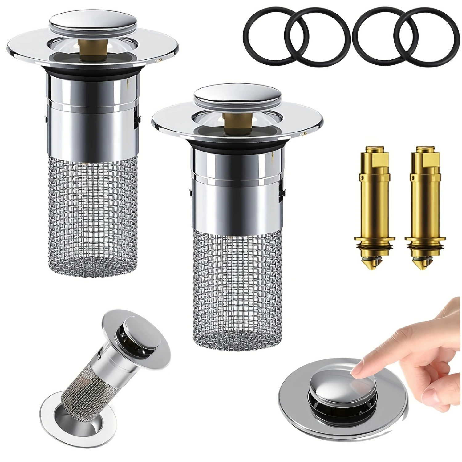 

Sink Stopper Up Sink Drain Filter with Removable Stainless Steel Filter Basket Hair Catcher Basket Hair Catcher for 1.1-1.3 Inc