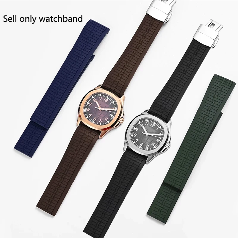 21mm Colorful Silicone Rubber Watchband For Patek Watch Strap for Aquanaut Philippe Series 5164a 5167a Butterfly Buckle For Men