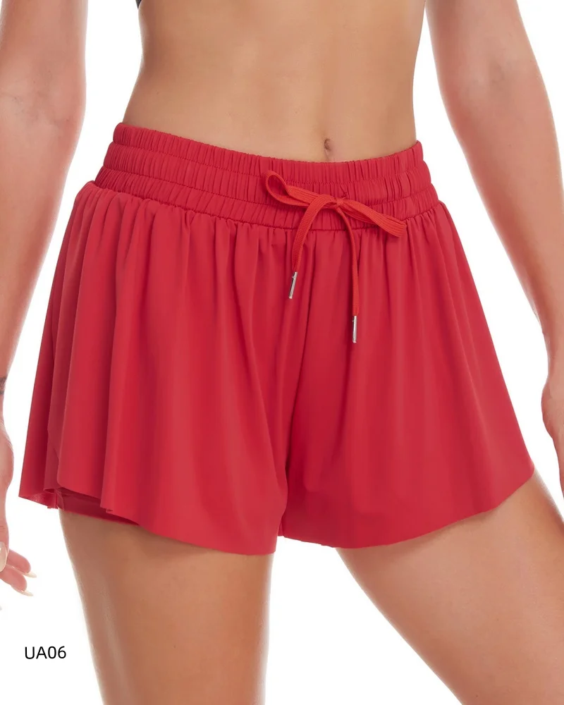 Ademende sportshorts voor dames - elastische taille met trekkoord, voeringontwerp, zijzak, ideaal voor gymyoga hardlopen vrijetijdskleding