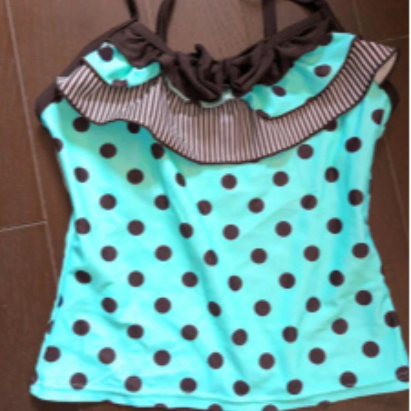 Women Retro Polka Dot Cami Tank Top, Contrast Ruffle Trim Bow Decor Slim Sweet Girls Sleeveless Camisole
